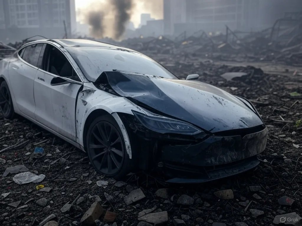Israel Issues Photos Of Bombed Teslas In Gaza, Gains 99% Democrat Support
