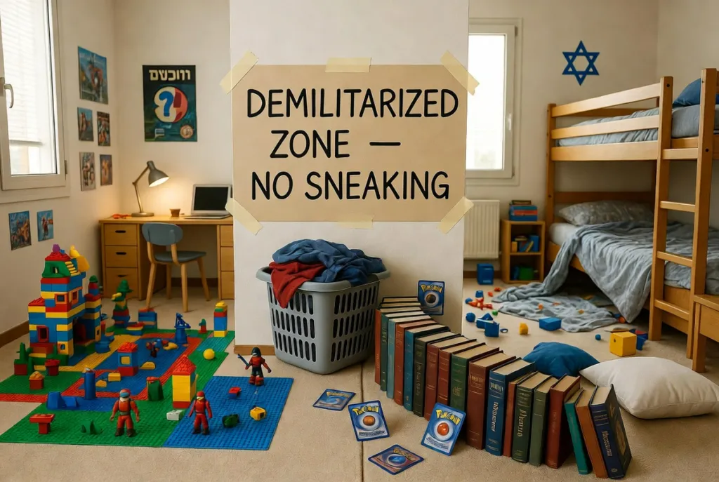 Kid Sets Up ‘Security Zone’ In Brother’s Half Of Bedroom