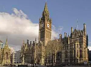 Manchester Town Hall, where the fake referendum results will be announced.